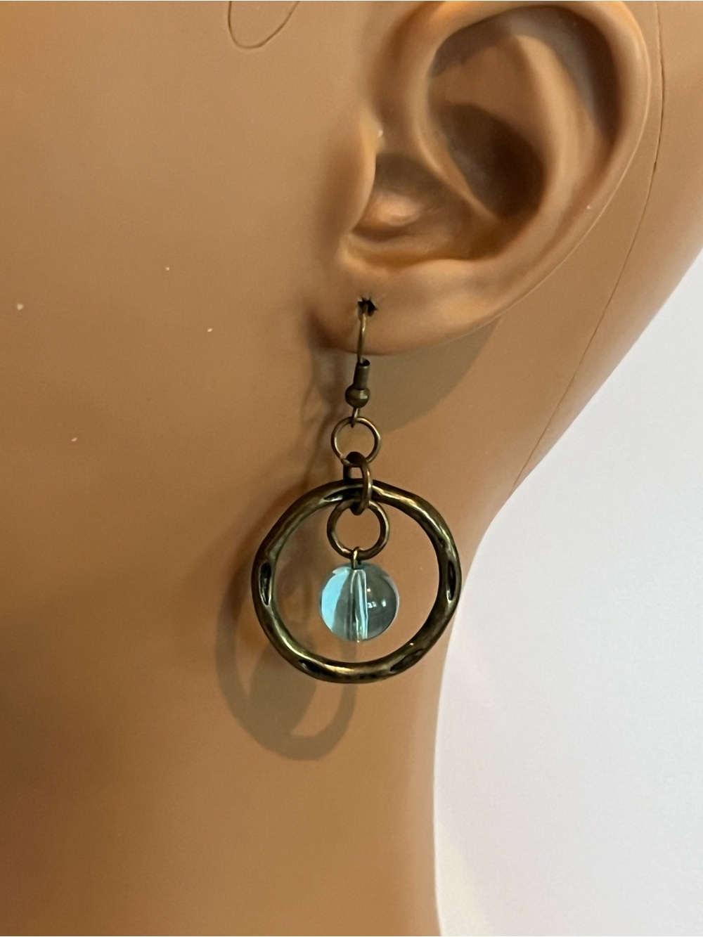 Blue Glass & Hoops Earrings